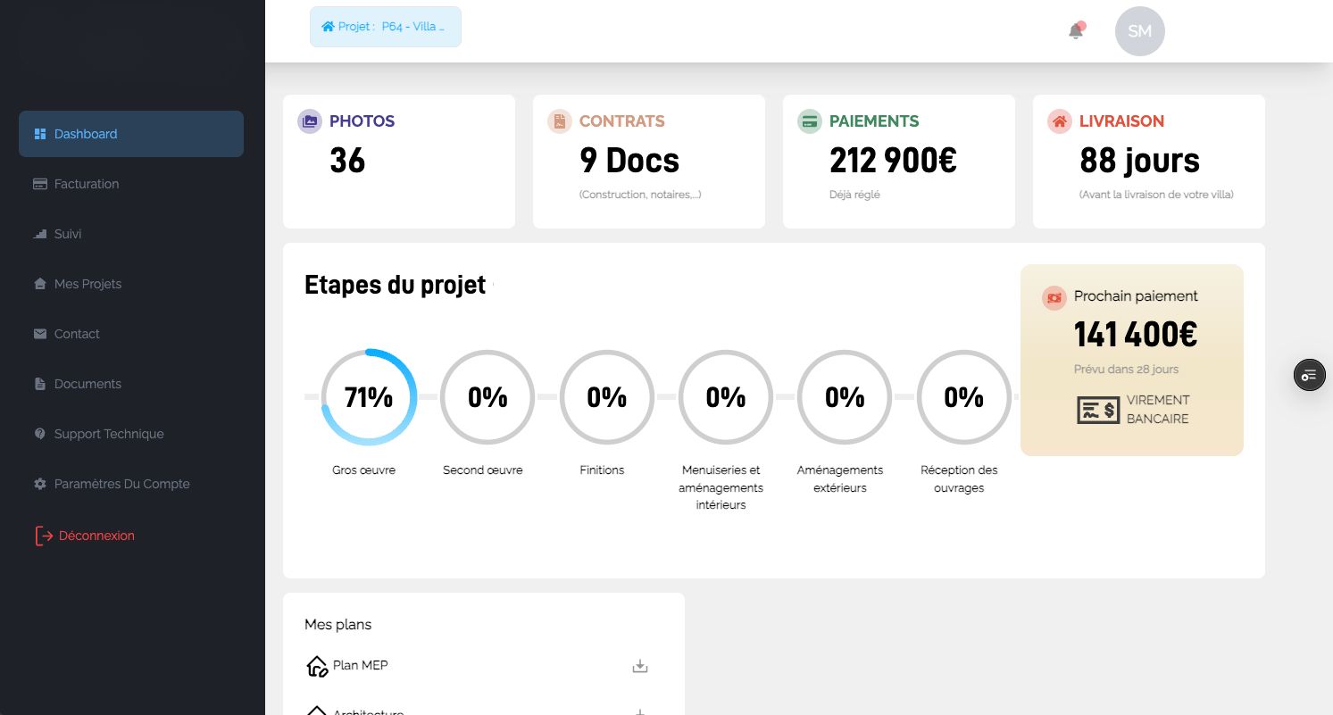 Dashboard screen